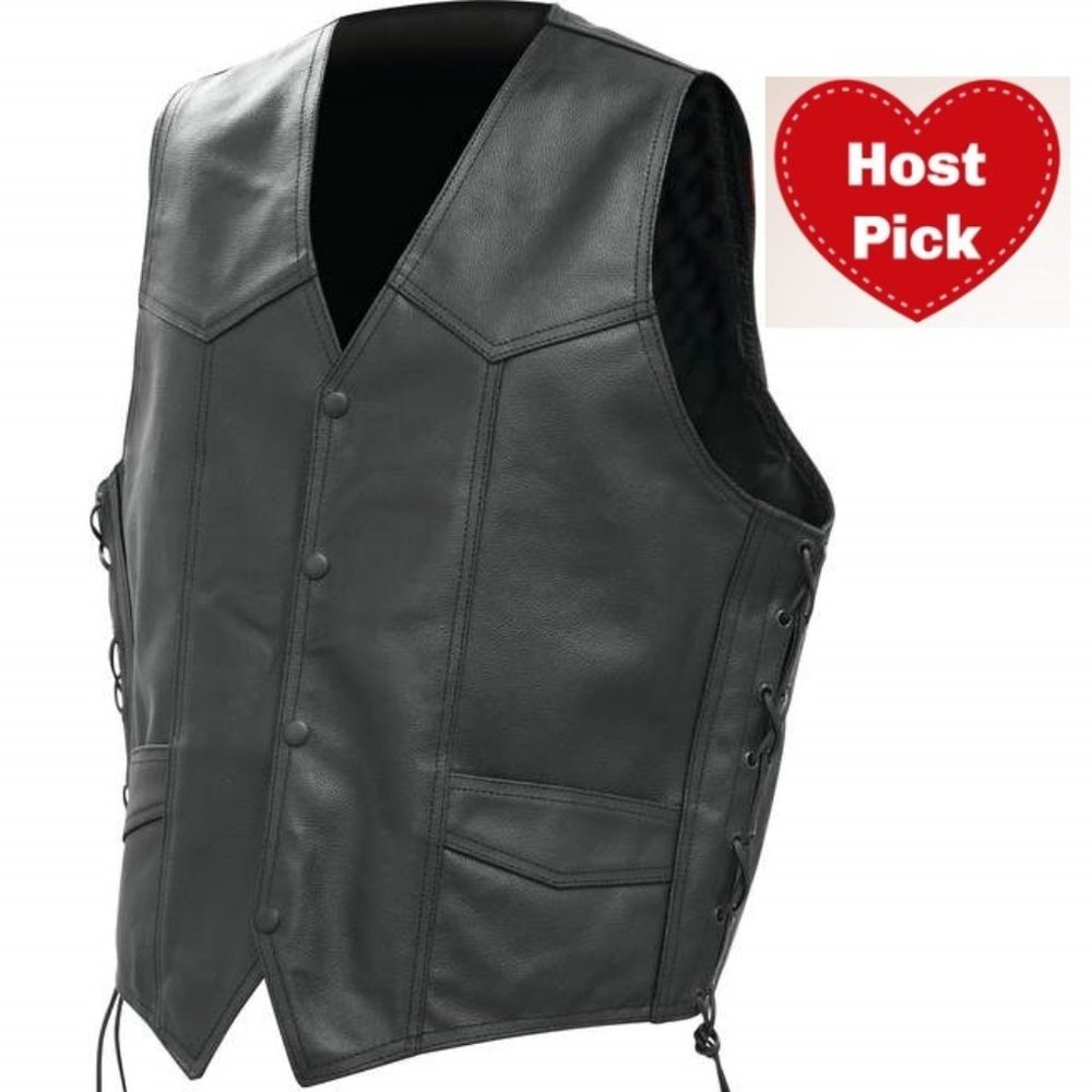 Solid Genuine Buffalo Leather Vest with side laces